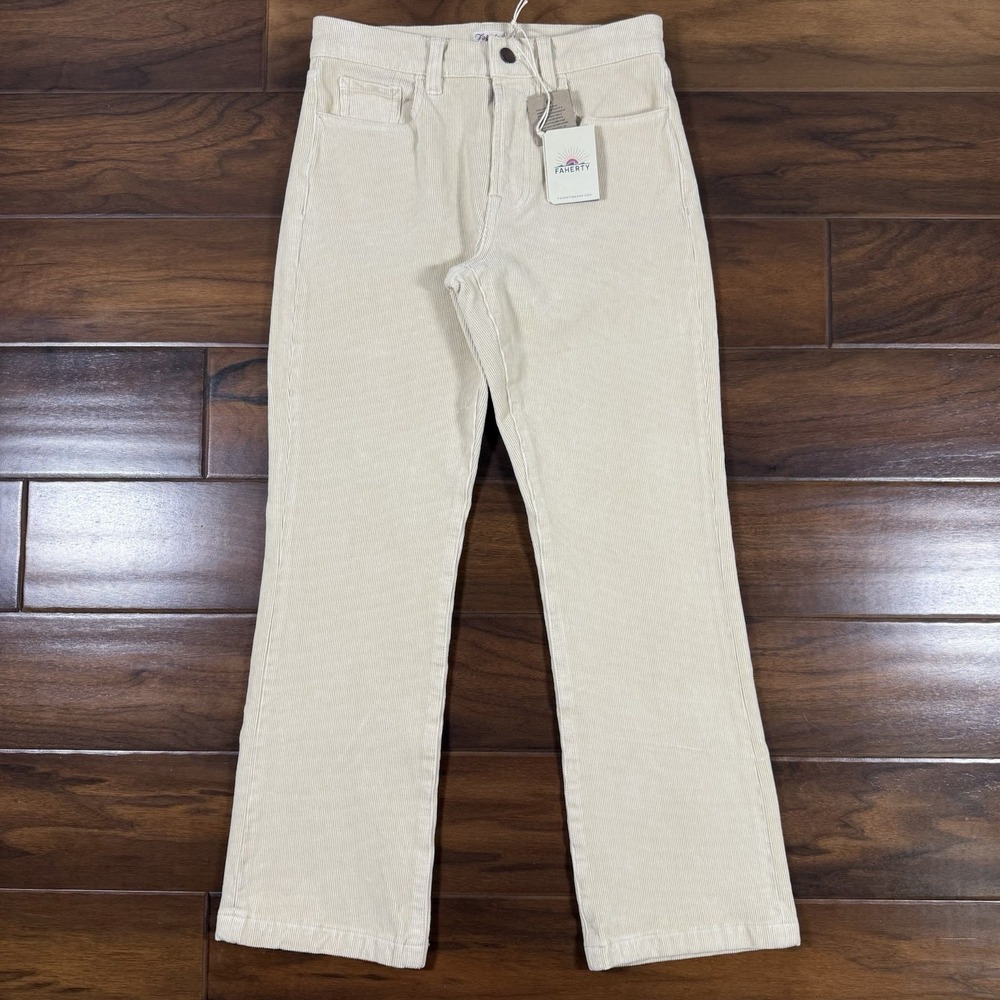Faherty Size 25 Summer Sand SoftStretch Cord Corduroy Organic Cotton Flare Pants